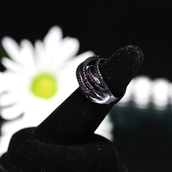 925 14KT Gold Dipped Black Topaz Pave Engagement - Picture 6 of 8